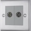British General NEXUS METAL 1-Gang Duplex TV Socket Brushed Steel