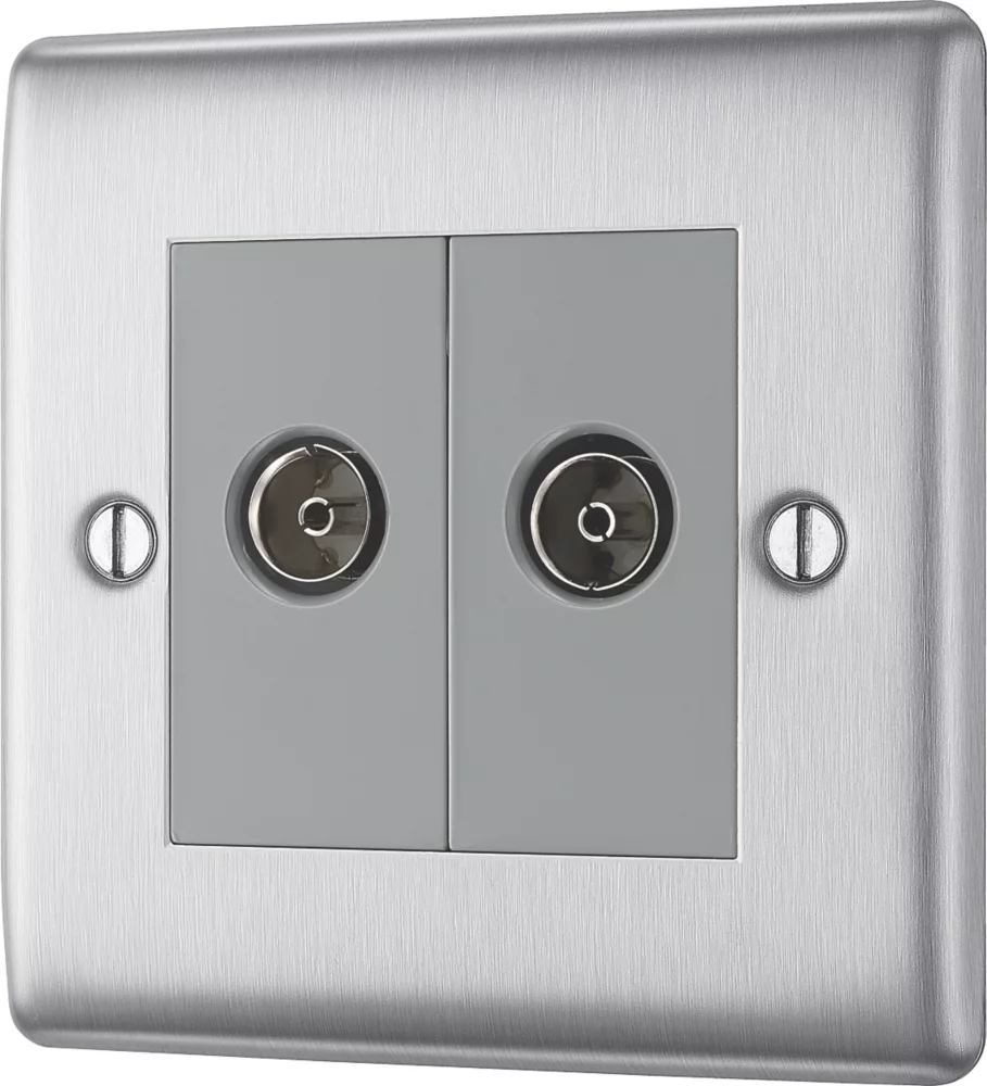 British General NEXUS METAL 1-Gang Duplex TV Socket Brushed Steel 3 British General NEXUS METAL 1-Gang Duplex TV Socket Brushed Steel