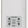 Knightsbridge CL89BCG 2-Gang Dual Voltage Shaver Socket 115 V / 230V Brushed Chrome With Colour-Matched Inserts -British General Shop 759TX P