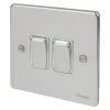 Schneider Electric Ultimate Low Profile 16AX 2-Gang 2-Way Light Switch Polished Chrome With White Inserts -British General Shop 7622J P