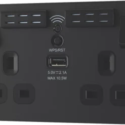 British General Evolve 13A 2-Gang SP Switched Double Socket With WiFi Extender + 2.1A 1-Outlet Type A USB Charger Matt Black With Black Inserts 12 British General Evolve 13A 2-Gang SP Switched Double Socket With WiFi Extender + 2.1A 1-Outlet Type A USB Charger Matt Black With Black Inserts -British General Shop 765RF A3