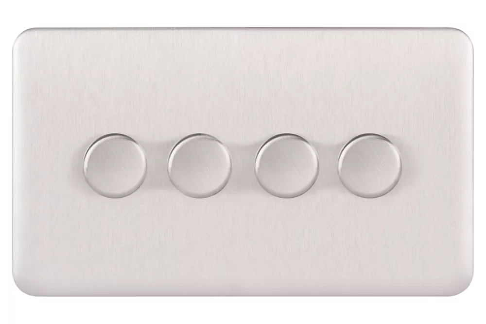 Schneider Electric Lisse Deco 4-Gang 2-Way Dimmer Switch Brushed Stainless Steel 4 Schneider Electric Lisse Deco 4-Gang 2-Way Dimmer Switch Brushed Stainless Steel - Image 2