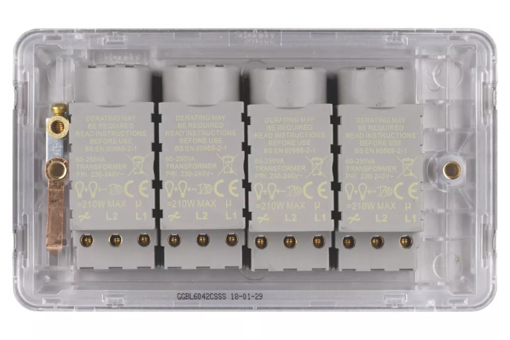 Schneider Electric Lisse Deco 4-Gang 2-Way Dimmer Switch Brushed Stainless Steel 6 Schneider Electric Lisse Deco 4-Gang 2-Way Dimmer Switch Brushed Stainless Steel - Image 4