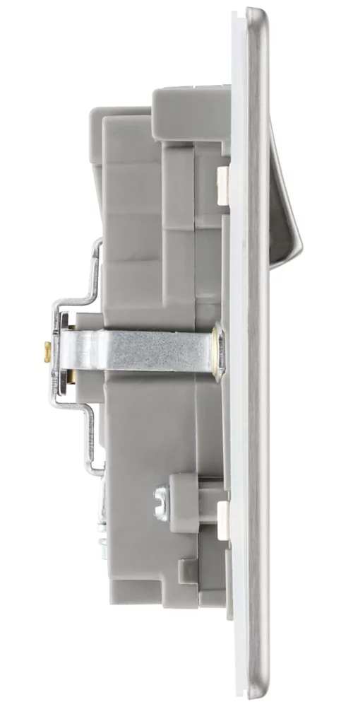 LAP 13A 2-Gang DP Switched Socket + 4.2A 2-Outlet Type A & C USB Charger Brushed Stainless Steel With Graphite Inserts 5 LAP 13A 2-Gang DP Switched Socket + 4.2A 2-Outlet Type A & C USB Charger Brushed Stainless Steel With Graphite Inserts - Image 3