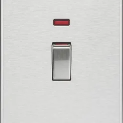 Knightsbridge SF82MNBC 45A 2-Gang DP Control Switch Brushed Chrome With LED