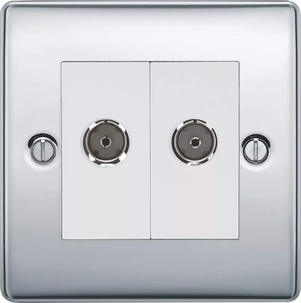 British General NEXUS METAL 2-Gang Duplex TV Socket Polished Chrome 4 British General NEXUS METAL 2-Gang Duplex TV Socket Polished Chrome - Image 2