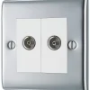 British General NEXUS METAL 2-Gang Duplex TV Socket Polished Chrome