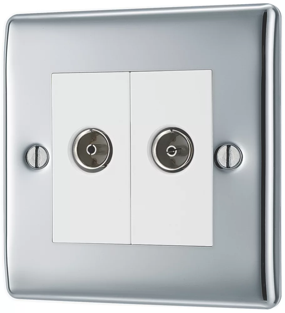 British General NEXUS METAL 2-Gang Duplex TV Socket Polished Chrome 3 British General NEXUS METAL 2-Gang Duplex TV Socket Polished Chrome