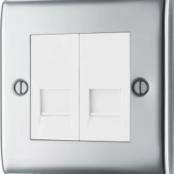 British General Nexus Metal Master Telephone Socket Polished Chrome
