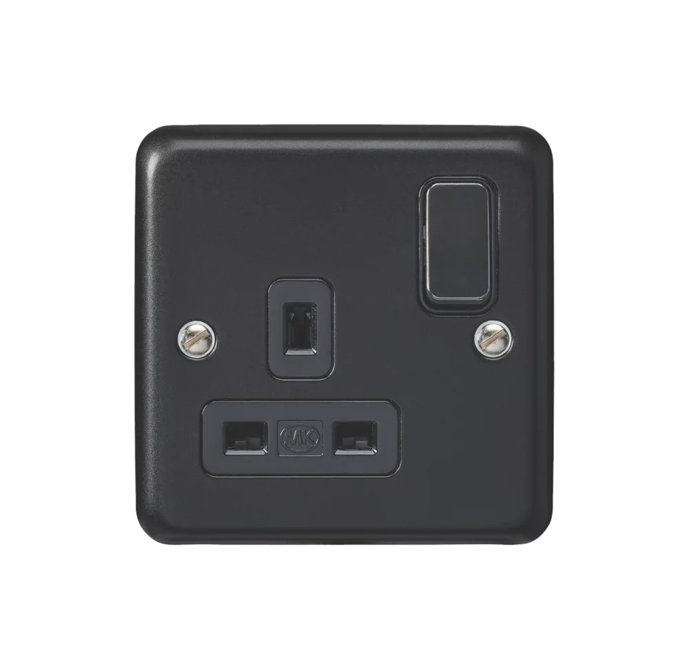 MK Contoura 13A 1-Gang DP Switched Plug Socket Black With Colour-Matched Inserts 4 MK Contoura 13A 1-Gang DP Switched Plug Socket Black With Colour-Matched Inserts - Image 2