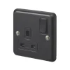 MK Contoura 13A 1-Gang DP Switched Plug Socket Black With Colour-Matched Inserts