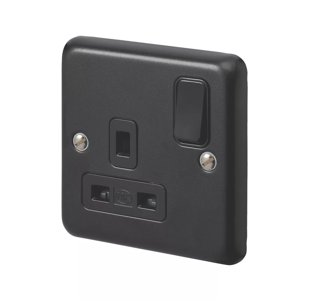MK Contoura 13A 1-Gang DP Switched Plug Socket Black With Colour-Matched Inserts 3 MK Contoura 13A 1-Gang DP Switched Plug Socket Black With Colour-Matched Inserts