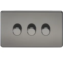 Knightsbridge SF2183BN 3-Gang 2-Way LED Dimmer Switch Black Nickel