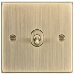 Knightsbridge CSTOG12AB 10AX 1-Gang Intermediate Switch Antique Brass With Colour-Matched Inserts