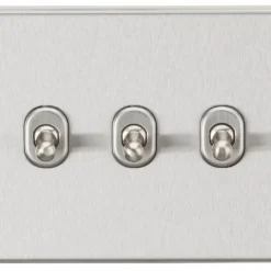 Knightsbridge CSTOG3BC 10AX 3-Gang 2-Way Light Switch Brushed Chrome