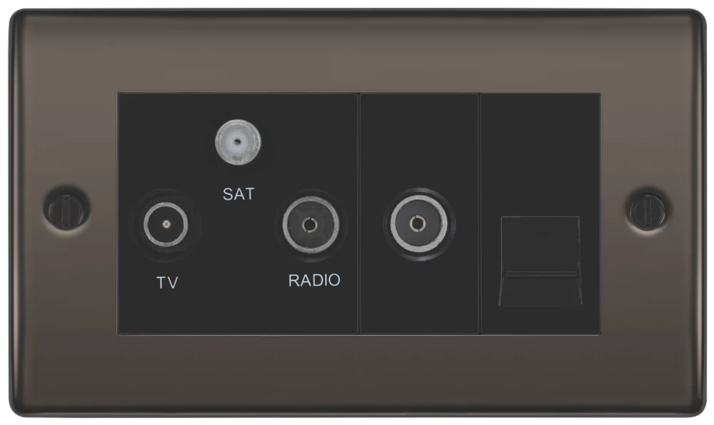British General NEXUS METAL 2-Gang Triplex TV Socket Black Nickel 4 British General NEXUS METAL 2-Gang Triplex TV Socket Black Nickel - Image 2
