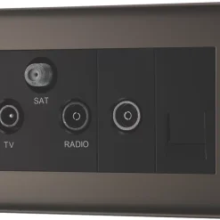 British General NEXUS METAL 2-Gang Triplex TV Socket Black Nickel