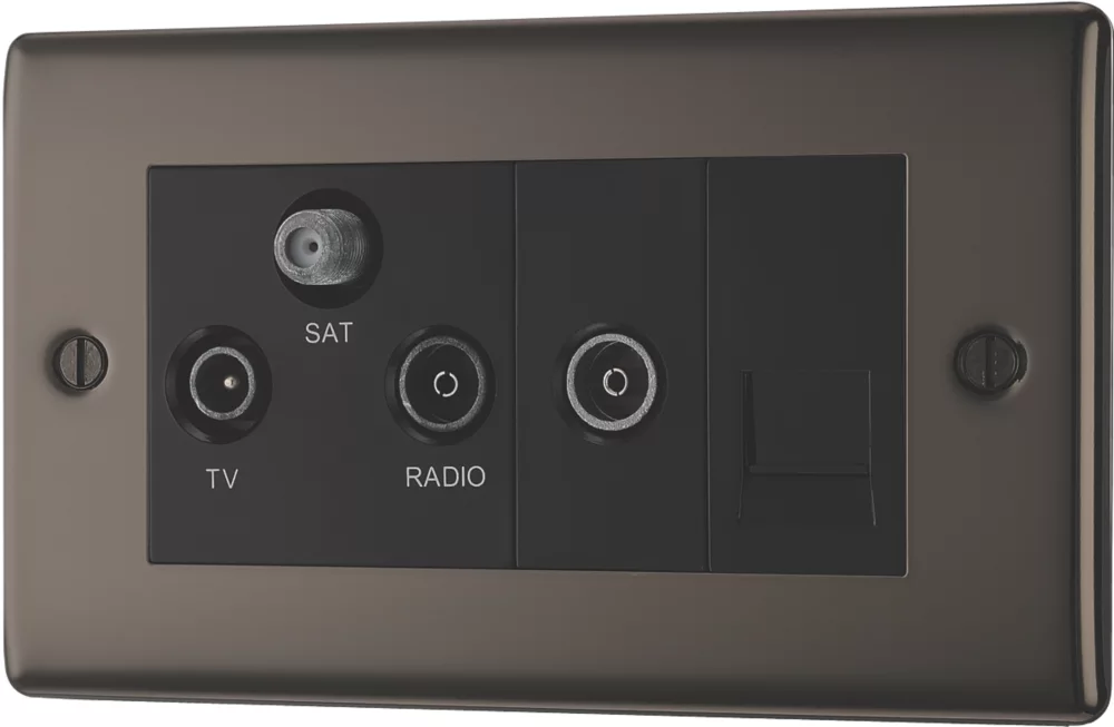 British General NEXUS METAL 2-Gang Triplex TV Socket Black Nickel 3 British General NEXUS METAL 2-Gang Triplex TV Socket Black Nickel