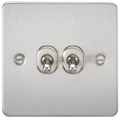 Knightsbridge FP2TOGBC 10AX 2-Gang 2-Way Light Switch Brushed Chrome