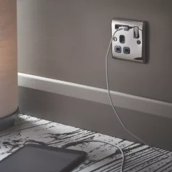 British General Nexus Metal 13A 1-Gang SP Switched Socket + 2.1A 2-Outlet Type A USB Charger Black Nickel With Black Inserts -British General Shop 7879F A3