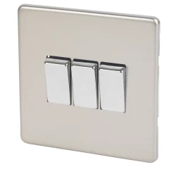 Varilight 10AX 3-Gang 2-Way Light Switch Satin Chrome