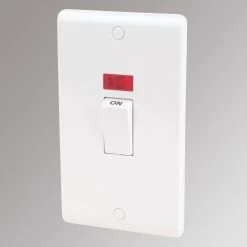 LAP 45A 2-Gang DP Cooker Switch White With Neon