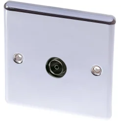 LAP 1-Gang Female Coaxial TV Socket Polished Chrome