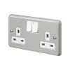 MK Contoura 13A 2-Gang DP Switched Plug Socket Grey With Colour-Matched Inserts -British General Shop 791RG P
