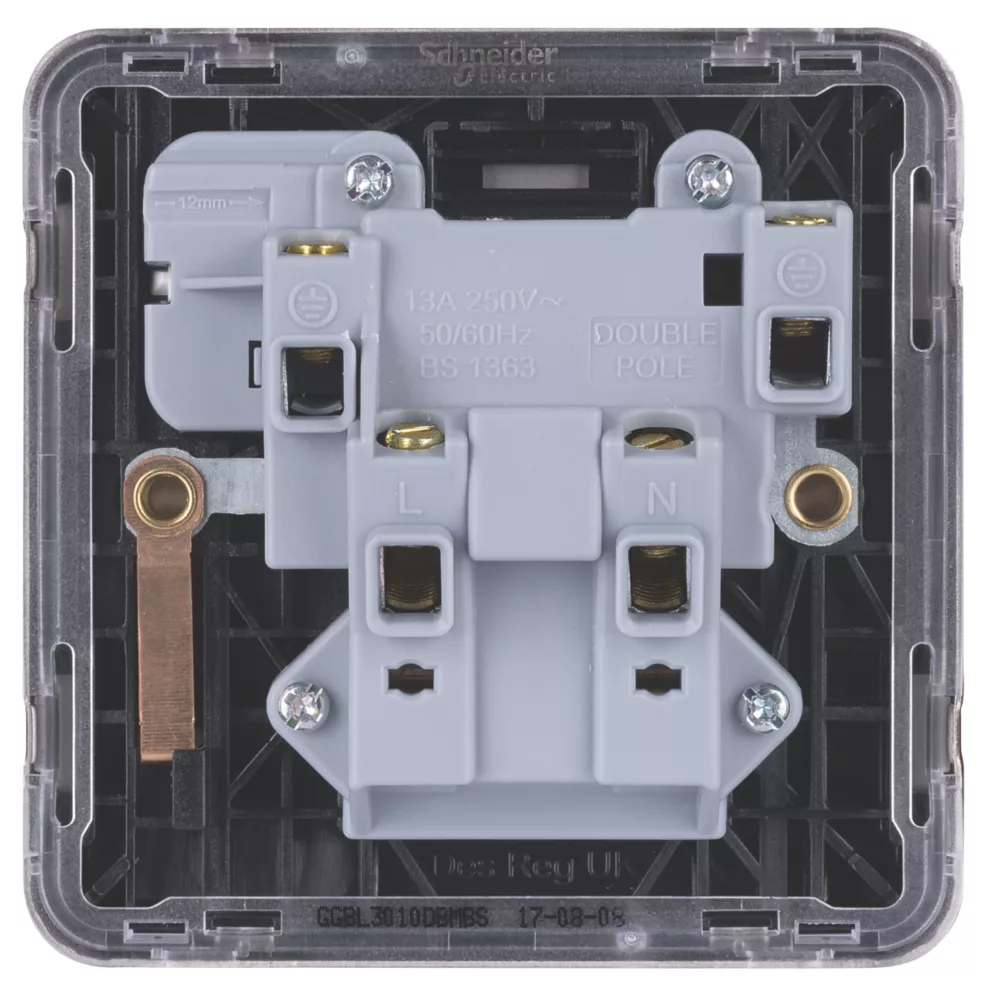 Schneider Electric Lisse Deco 13A 1-Gang DP Switched Plug Socket Mocha Bronze With Black Inserts 6 Schneider Electric Lisse Deco 13A 1-Gang DP Switched Plug Socket Mocha Bronze With Black Inserts - Image 4