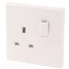 Essentials 13A 1-Gang DP Switched Plug Socket White -British General Shop 7973D P