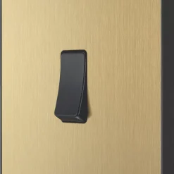 British General Evolve 20A 16AX 1-Gang Intermediate Light Switch Satin Brass With Black Inserts