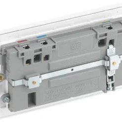 British General Evolve 13A 2-Gang SP Switched Socket + 3.1A 2-Outlet Type A USB Charger Pearlescent White With White Inserts -British General Shop 797RF A4