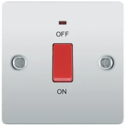 LAP 45A 1-Gang DP Cooker Switch Polished Chrome With LED -British General Shop 7996P A2