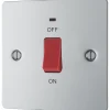 LAP 45A 1-Gang DP Cooker Switch Polished Chrome With LED -British General Shop 7996P P
