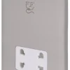Schneider Electric Lisse Deco 2-Gang Dual Voltage Shaver Socket 115 / 230V Brushed Stainless Steel With White Inserts -British General Shop 800FF P