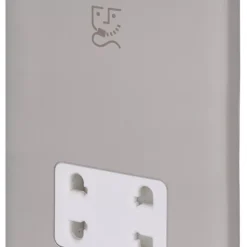 Schneider Electric Lisse Deco 2-Gang Dual Voltage Shaver Socket 115 / 230V Brushed Stainless Steel With White Inserts
