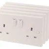 Essentials 13A 2-Gang SP Switched Plug Socket White 5 Pack -British General Shop 8025D P