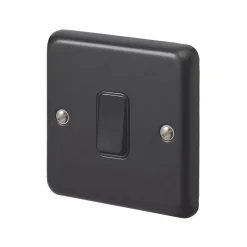 British General Shop 33 MK Contoura 10A 1-Gang 2-Way Switch Black With Colour-Matched Inserts