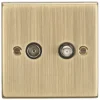 Knightsbridge CS014AB 2-Gang Isolated Coaxial TV & F-Type Satellite Socket Antique Brass -British General Shop 802TY P