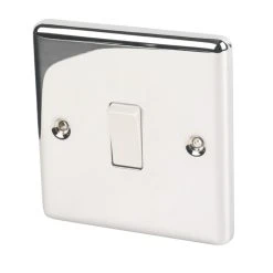 LAP 10AX 1-Gang 2-Way Light Switch Polished Chrome With White Inserts
