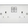 Knightsbridge FPR9000PCW 13A 2-Gang DP Switched Double Socket Polished Chrome With White Inserts 1 Knightsbridge FPR9000PCW 13A 2-Gang DP Switched Double Socket Polished Chrome With White Inserts -British General Shop 808TY P