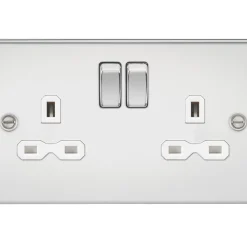 Knightsbridge FPR9000PCW 13A 2-Gang DP Switched Double Socket Polished Chrome With White Inserts