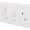 Schneider Electric Lisse 45A 2-Gang DP Cooker Switch & 13A DP Switched Socket White With LED 2 Schneider Electric Lisse 45A 2-Gang DP Cooker Switch & 13A DP Switched Socket White With LED -British General Shop 8103J P