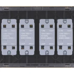 Schneider Electric Lisse Deco 10AX 4-Gang 2-Way Light Switch Satin Brass With Black Inserts -British General Shop 810FF A3