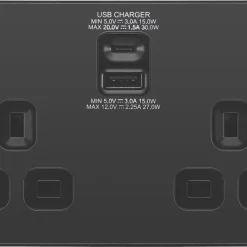British General Evolve 13A 2-Gang SP Switched Socket + 3A 2-Outlet Type A & C USB Charger Black With Black Inserts 11 British General Evolve 13A 2-Gang SP Switched Socket + 3A 2-Outlet Type A & C USB Charger Black With Black Inserts -British General Shop 810RF A2