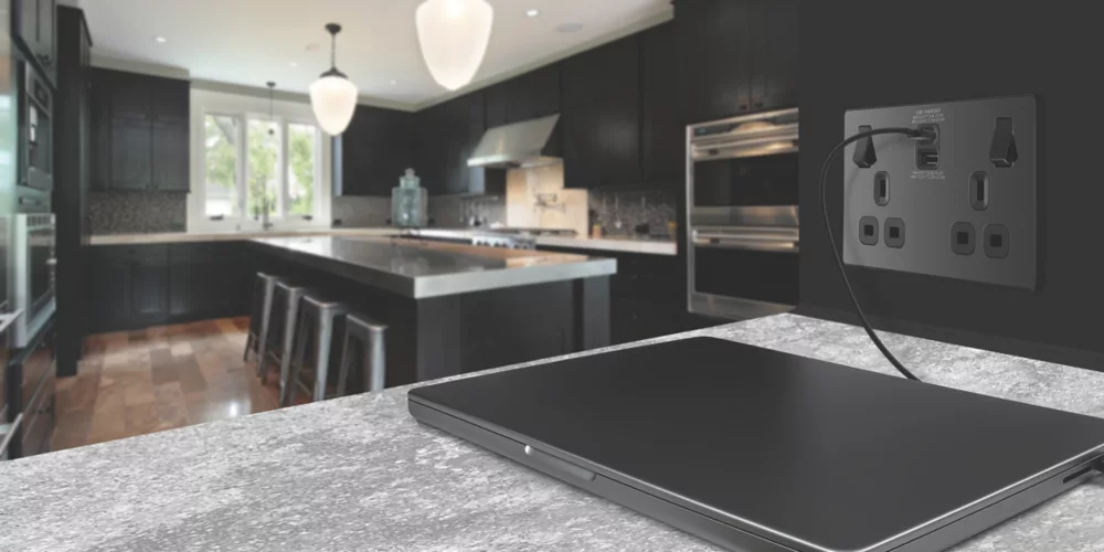 British General Evolve 13A 2-Gang SP Switched Socket + 3A 2-Outlet Type A & C USB Charger Black With Black Inserts 9 British General Evolve 13A 2-Gang SP Switched Socket + 3A 2-Outlet Type A & C USB Charger Black With Black Inserts - Image 7