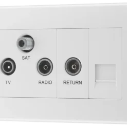 British General 800 Series 2-Gang Triplex TV Socket White