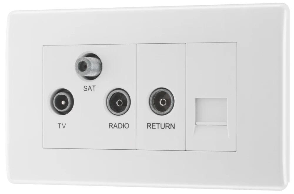 British General 800 Series 2-Gang Triplex TV Socket White 3 British General 800 Series 2-Gang Triplex TV Socket White