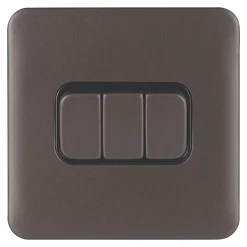 Schneider Electric Lisse Deco 10AX 3-Gang 2-Way Light Switch Mocha Bronze With Black Inserts -British General Shop 814FF A1