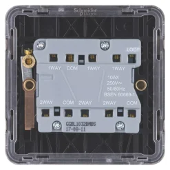 Schneider Electric Lisse Deco 10AX 3-Gang 2-Way Light Switch Mocha Bronze With Black Inserts -British General Shop 814FF A3